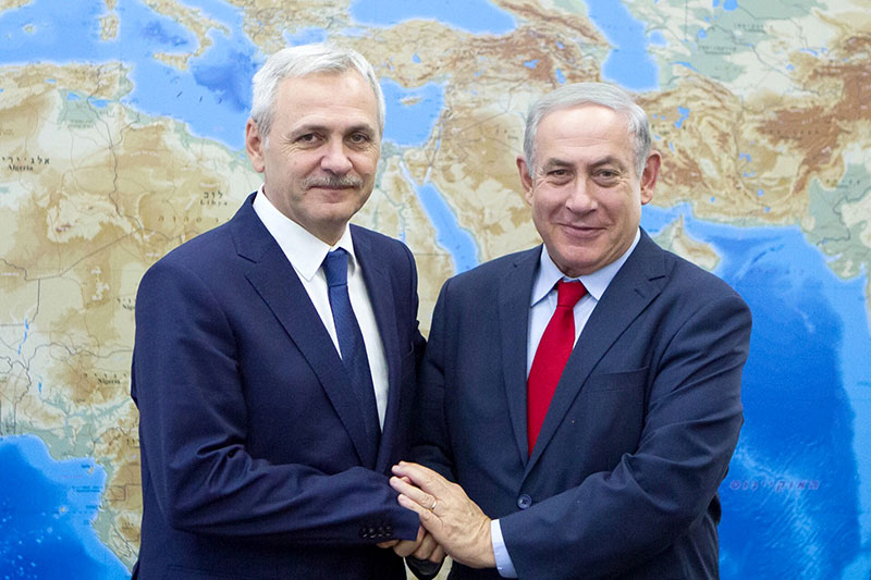 Liviu Dragnea, Präsident der Abgeordnetenkammer des Rumänischen Parlaments & Benjamin Netanyahu, Ministerpräsident Israel